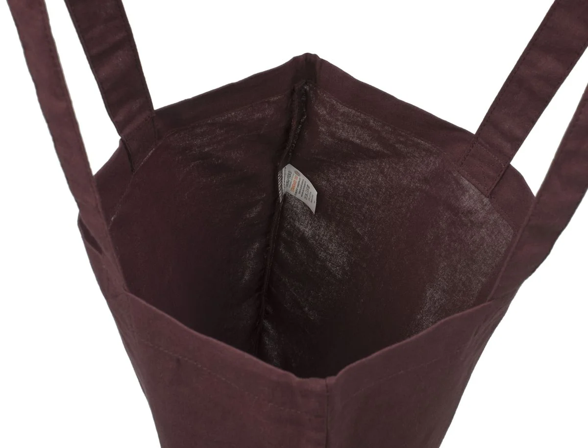 Bomuldspose, 140 g/m², inderside med etiket – bordeaux