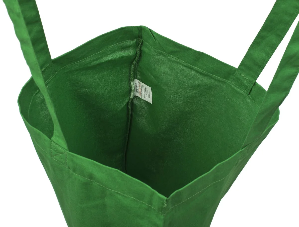 Bomuldspose, 140 g/m², inderside med etiket – lysegrøn