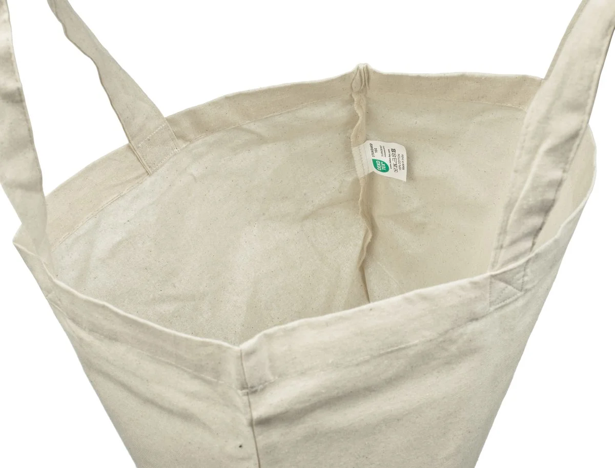 Bomuldspose, 22 × 26 cm, inderside med etiket – natur