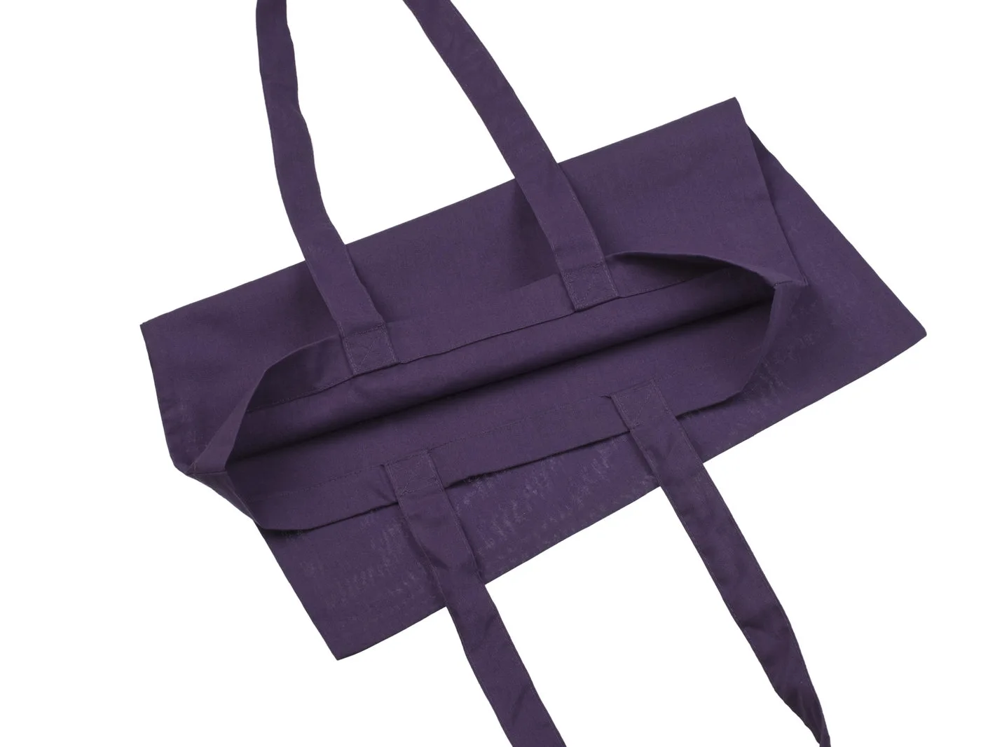 Bomuldspose, 140 g/m², åbningen og indersiden set ovenfra – violet