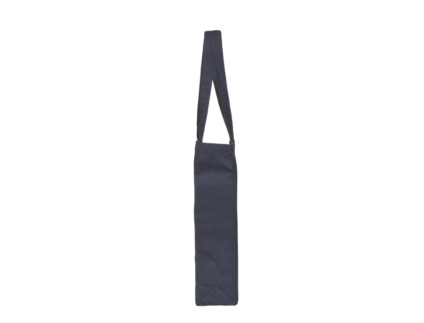 Bomuldspose med fals, 320 g/m², set fra siden – sort