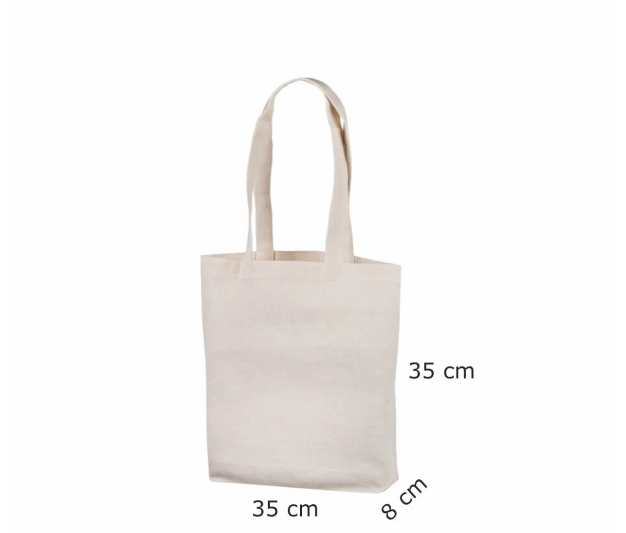Bomuldspose, 35 × 35 cm, med angivne mål – natur