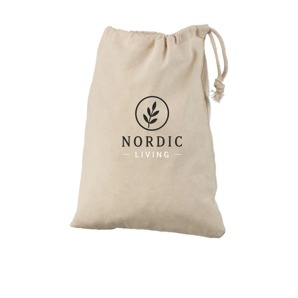 Bomuldspose, 24 × 30 cm, med eksempel på logotryk i to farver – natur