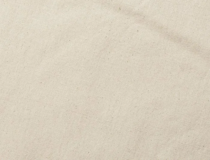 Bomuldspose med fals, 340 g/m², nærbillede af stoffets struktur – natur