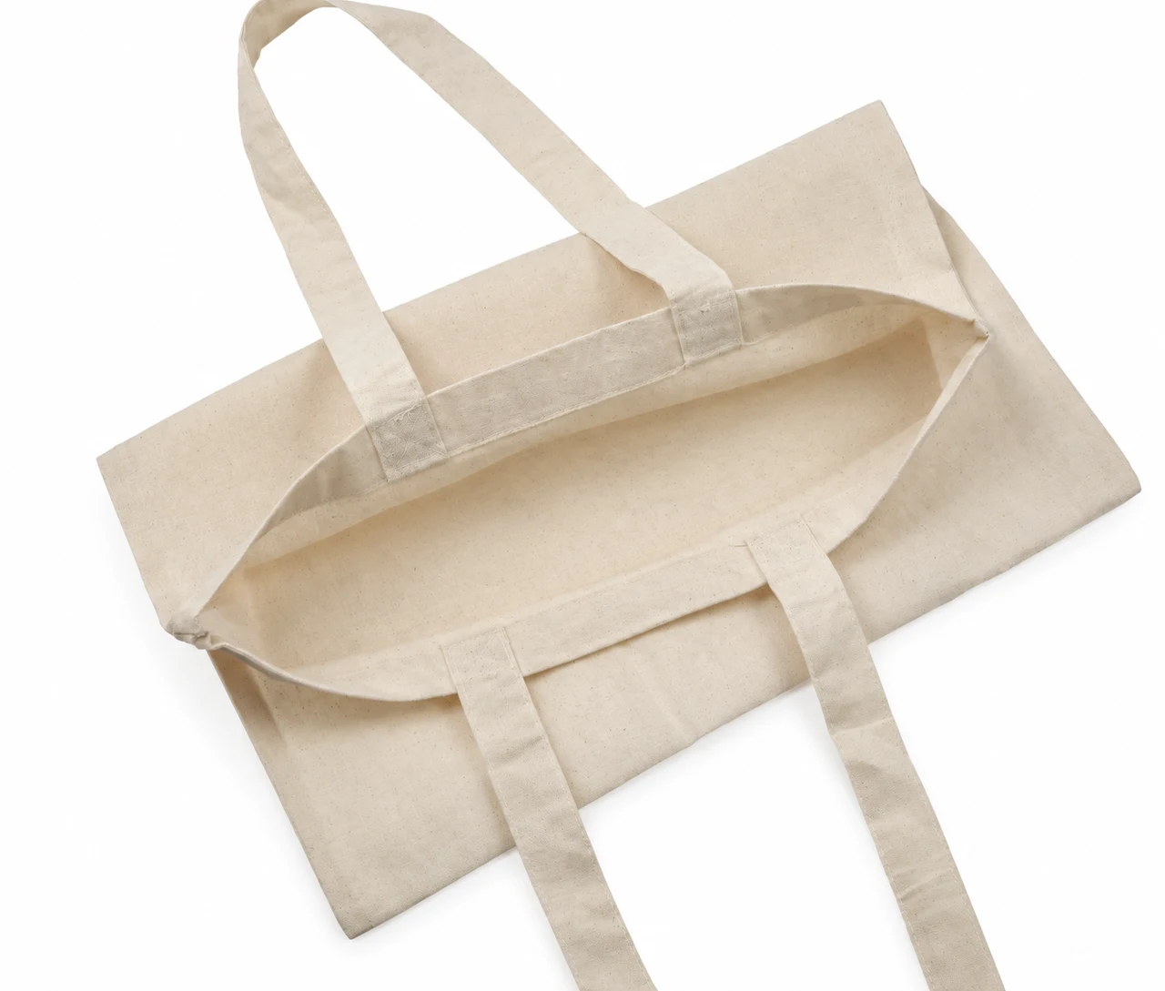 Økologisk bomuldspose, 30 × 35 cm, åbningen set ovenfra – natur