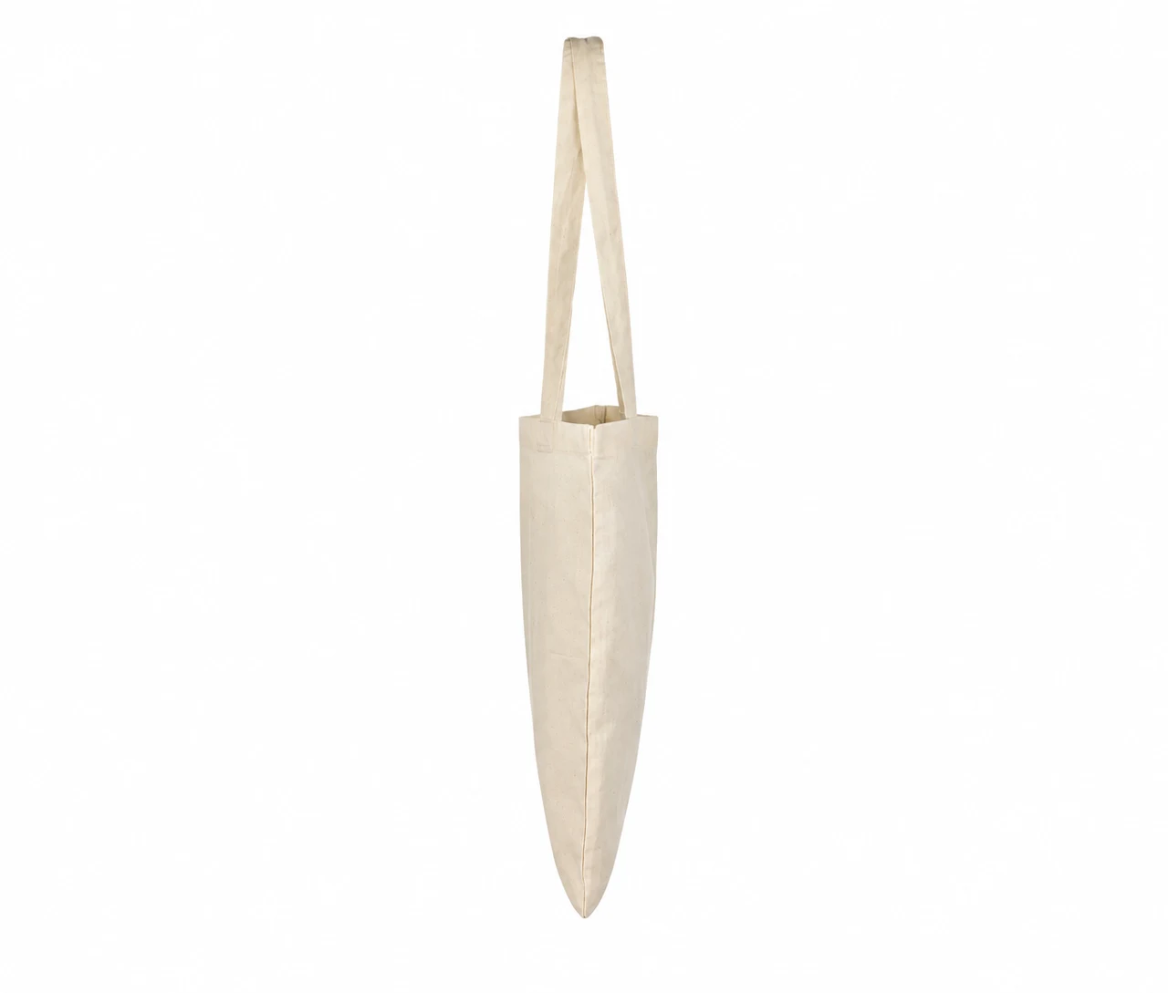 Økologisk bomuldspose, 30 × 35 cm, set fra siden – natur