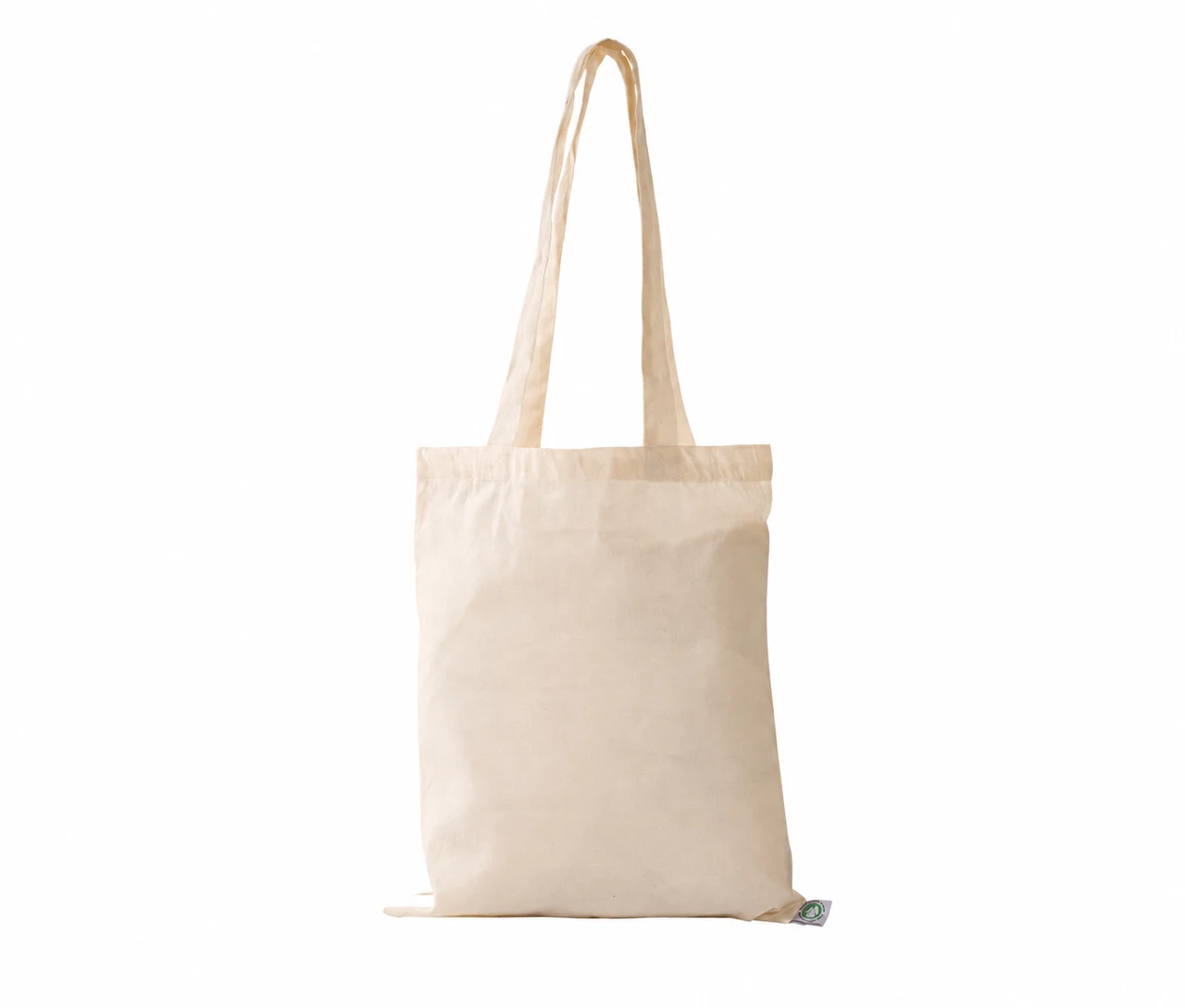 Økologisk bomuldspose, 30 × 35 cm, uden tryk, set forfra – natur