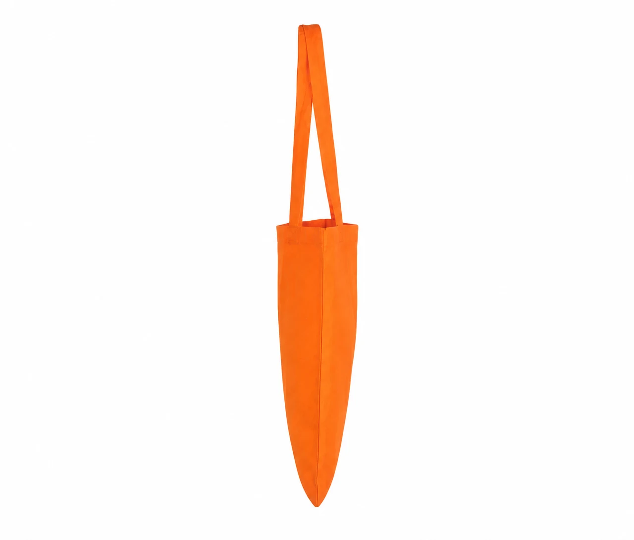Økologisk bomuldspose, 30 × 35 cm, set fra siden – orange