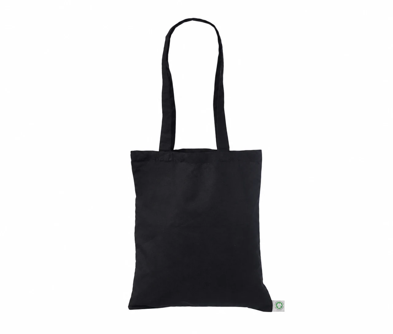 Økologisk bomuldspose, 30 × 35 cm, uden tryk, set forfra – sort