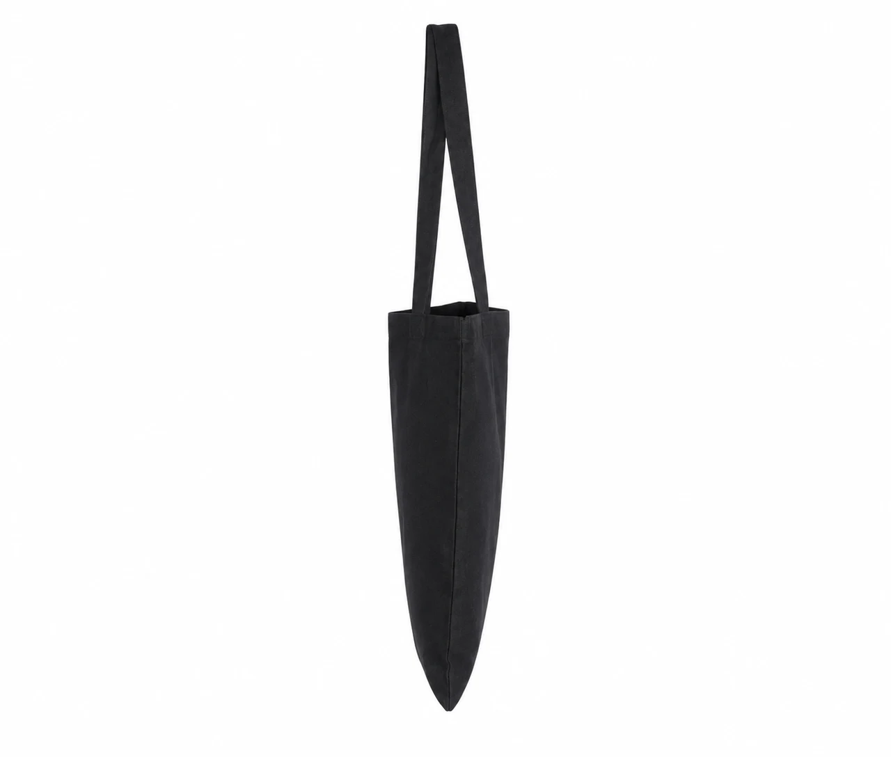 Økologisk bomuldspose, 40 × 40 cm, set fra siden – sort